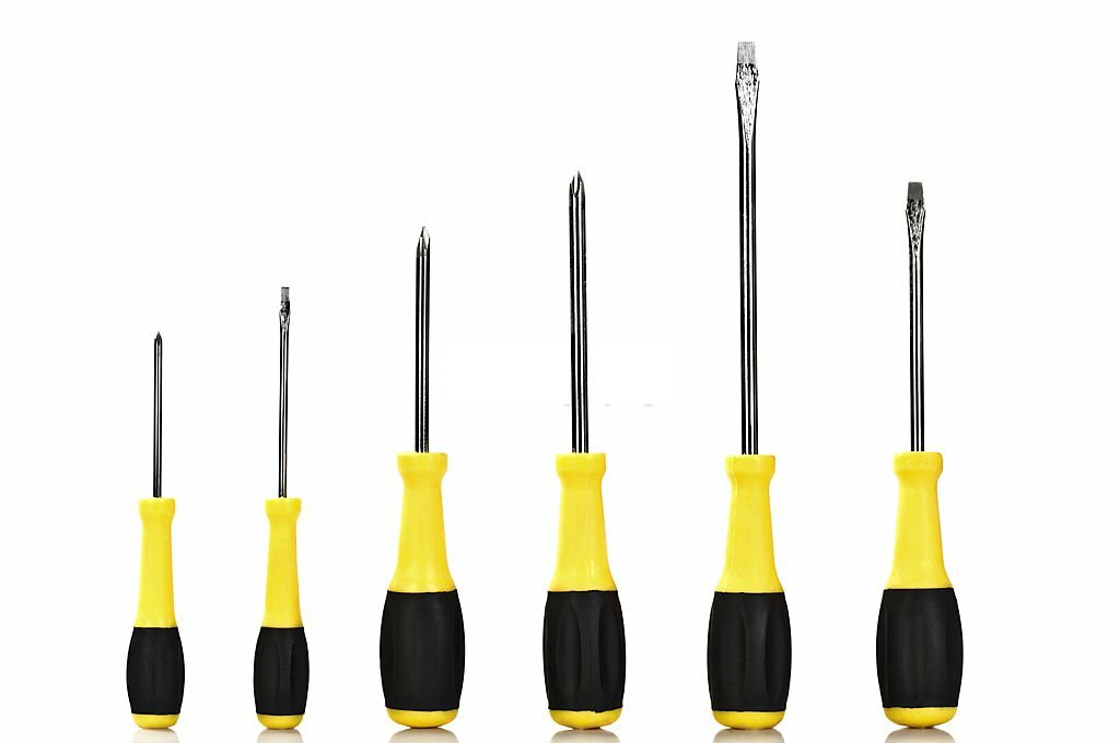 Slotted screwdrivers like a graph isolated on white