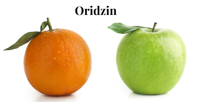 Green apple and Orange with white background